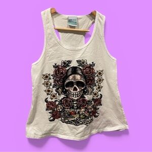 Y2K sugar skull day of the dead Playa Del Carmen tank top cotton Mexico vacay